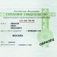 Страховой номер индивидуального лицевого счета – СНИЛС